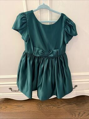 Janie and Jack Green Bow Puff Sleeve Dress